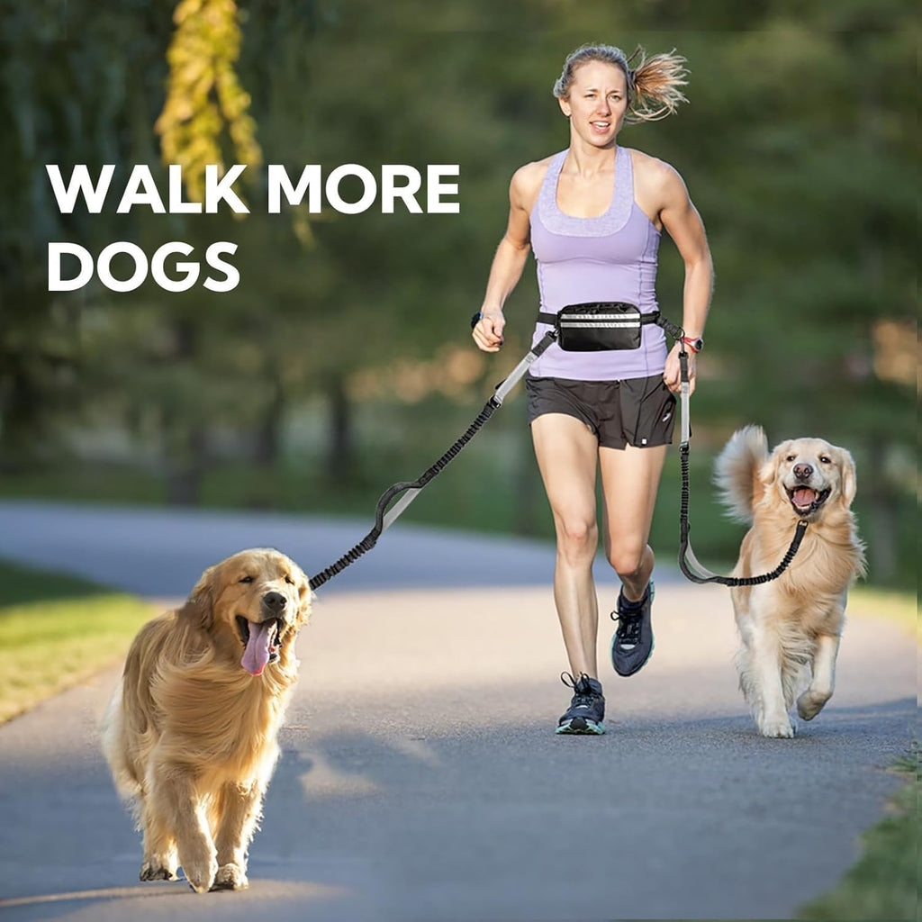 Hands Free Dog Leash with Pouch (Double Leash)