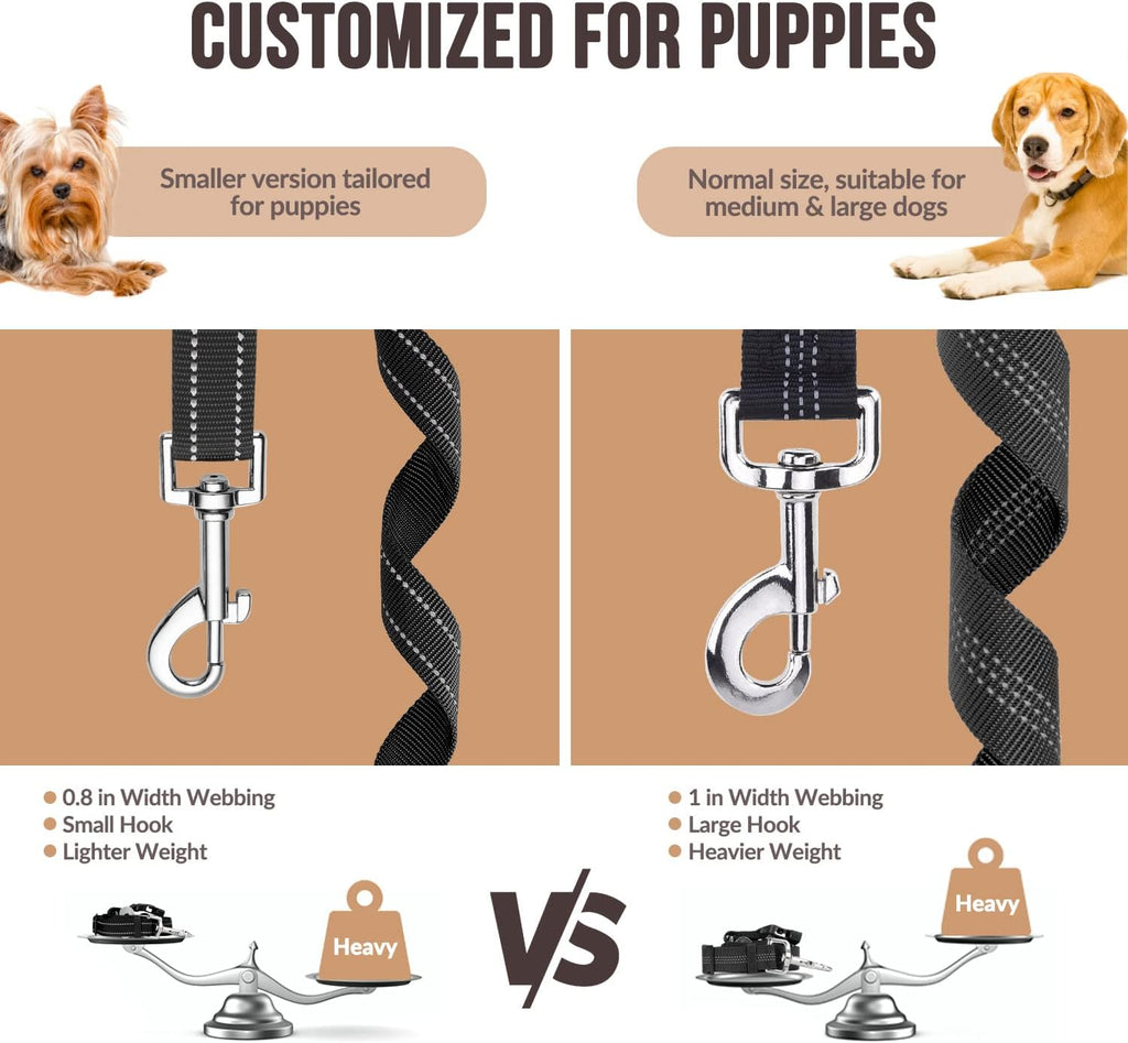 2 Pack Dog Seat Belts for Cars, Adjustable Pet Car Safety Harness with Headrest Restraint & Seatbelt Clip, Reflective Elastic Dog Travel Belt