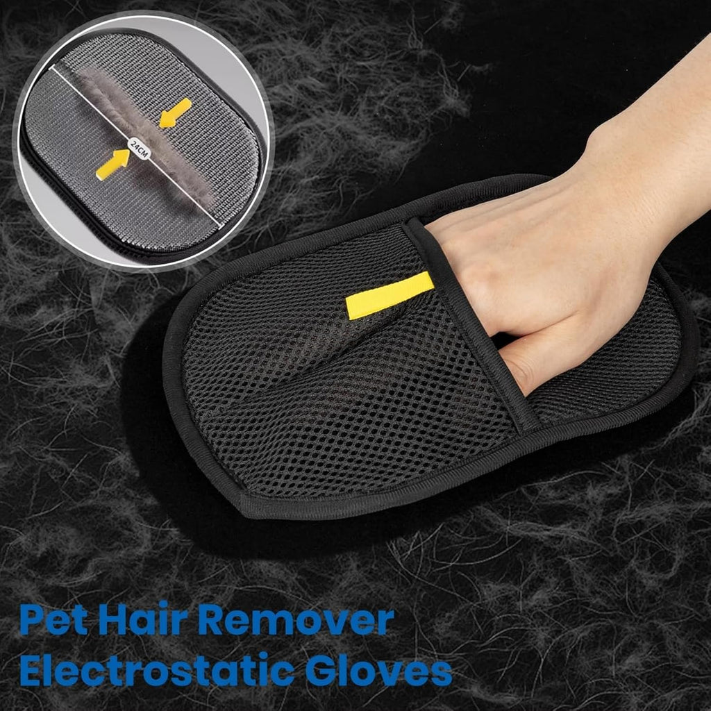 2Pcs Pet Hair Removal Glove for Dogs & Cats, Newly Upgraded Reusable Electrostatic Pet Hair Gloves, Pet Hair Remover Tool for Clothing, Couch, Carpet, Car Seat