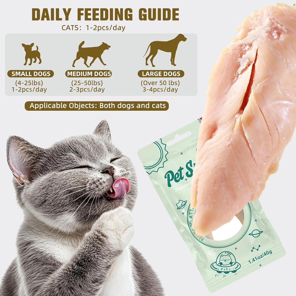Raw Cat Wet Food Natural Chicken Treats for Picky Eaters &Dogs Grain-Free High Protein Topper Food Limited Ingredient Snacks (Pack of 6) 8.47OZ
