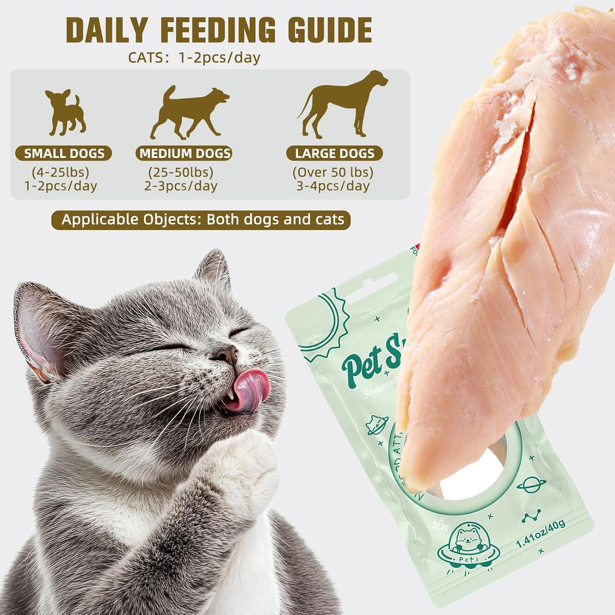 Raw Cat Wet Food Natural Chicken Treats for Picky Eaters &Dogs Grain-Free High Protein Topper Food Limited Ingredient Snacks (Pack of 6) 8.47OZ