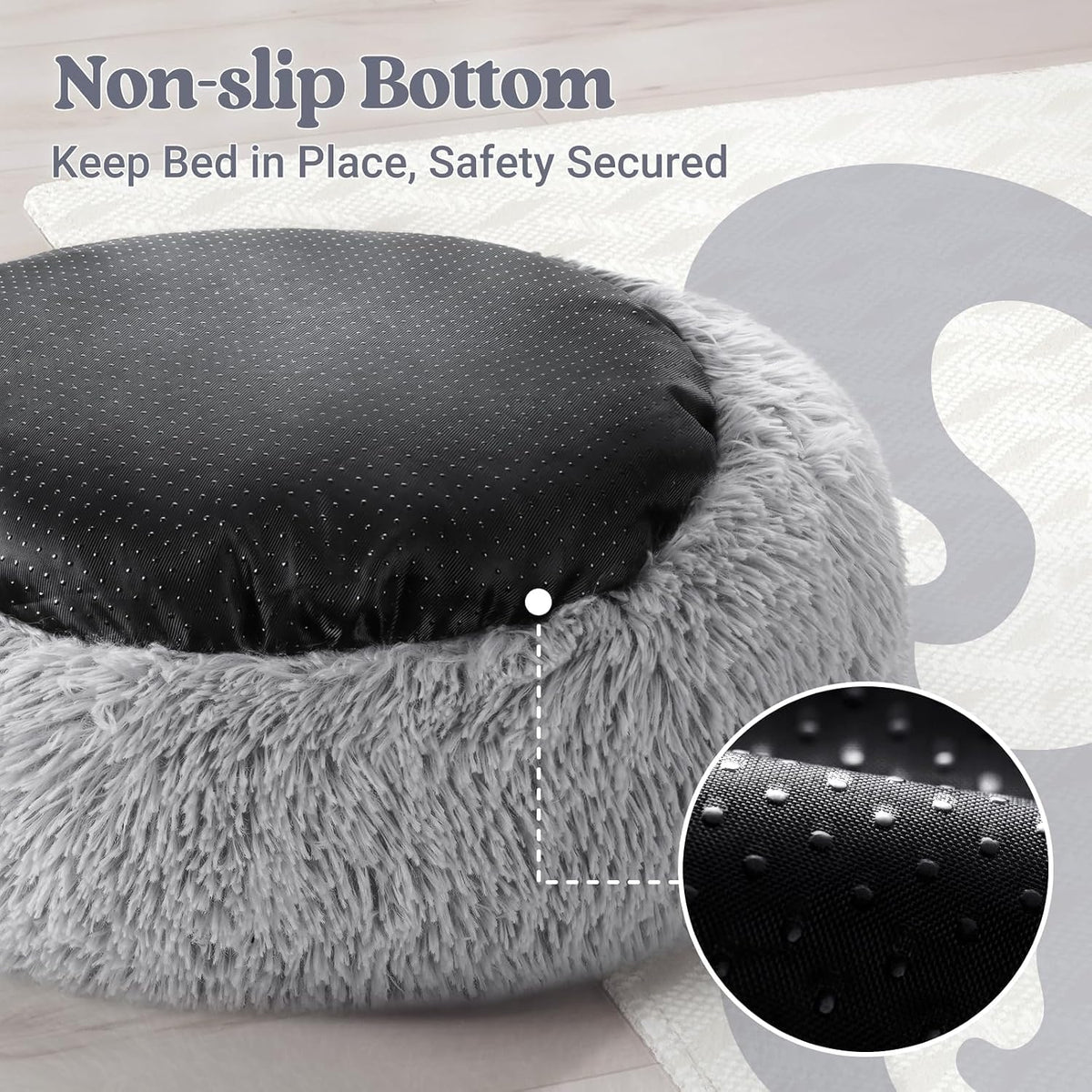 Premium Plush Donut Cat Bed – Soft Self-Warming Cuddler Cushion with Non-Slip Base | Machine Washable & Calming Comfort for Indoor Cats, Kittens & Small Dogs