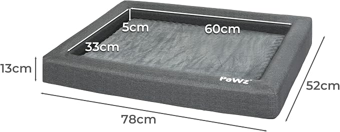 Memory Foam Pet Bed Calming Dog Cushion Orthopedic Mat Washable Removable (Xxl(135Cm X 98Cm X 13Cm)), Grey, Dog Bed with Double Sided Cushion Winter Summer Pet Beds, Neck Bloster
