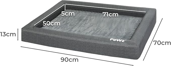 Memory Foam Pet Bed Calming Dog Cushion Orthopedic Mat Washable Removable (Xxl(135Cm X 98Cm X 13Cm)), Grey, Dog Bed with Double Sided Cushion Winter Summer Pet Beds, Neck Bloster