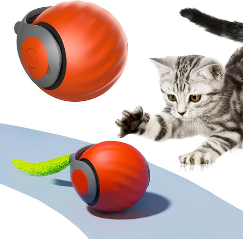 2025 Upgrades Cat Ball Toy with Tail,Interactive Cat Ball for Bored Indoor Cats, Automatic Cat Rolling Ball 2.0 Enrichment Toy, Electric Self Moving Toy, Electronic Rollie Pet Chase