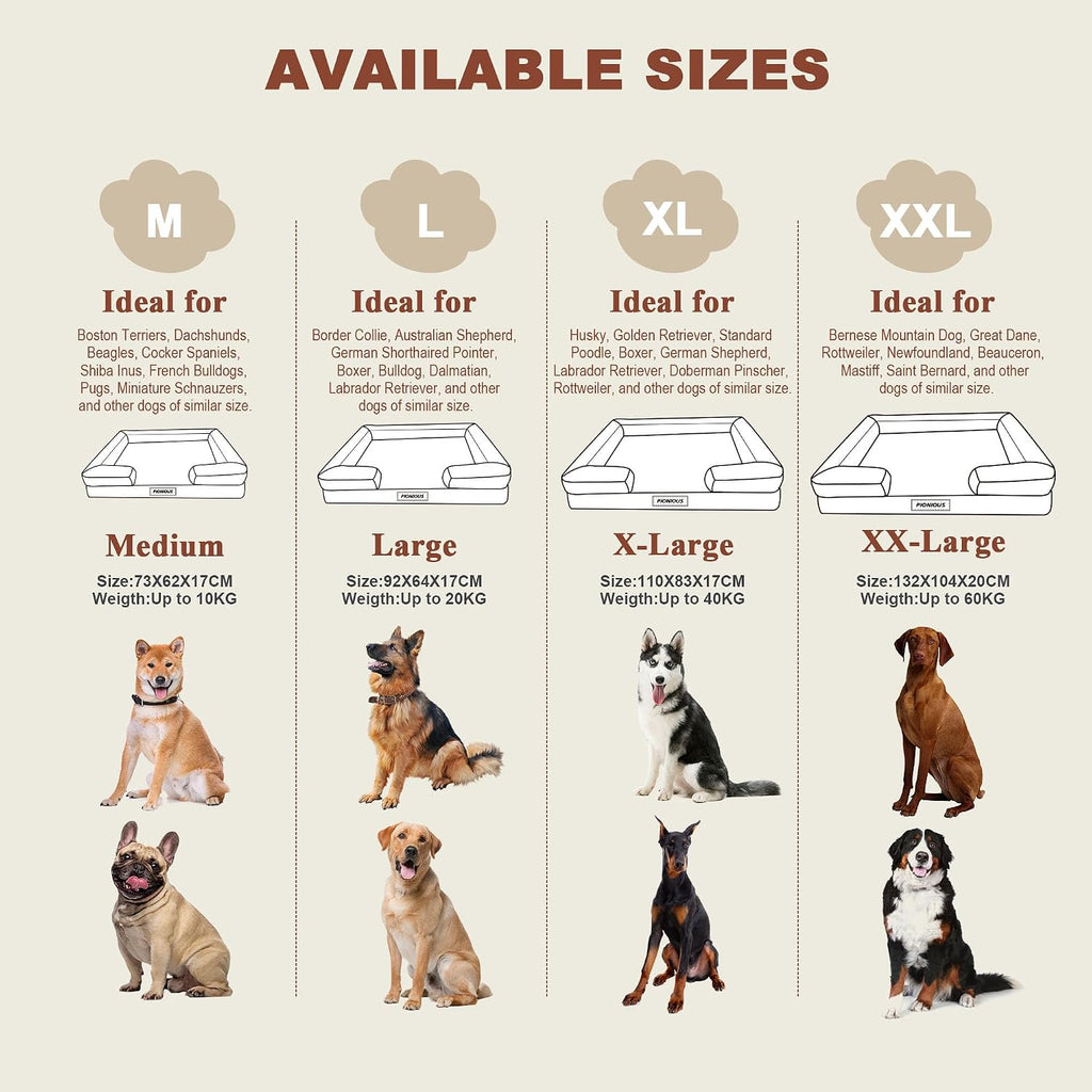 Orthopaedic Dog Bed for Large Dog Bed, L Washable Dog Bed, Sofa Beds for Medium, Large Dogs, Pet Bed with Removable Cover, Orthopaedic Chew Proof Dog Bed with Warm Mattress Cushion, White