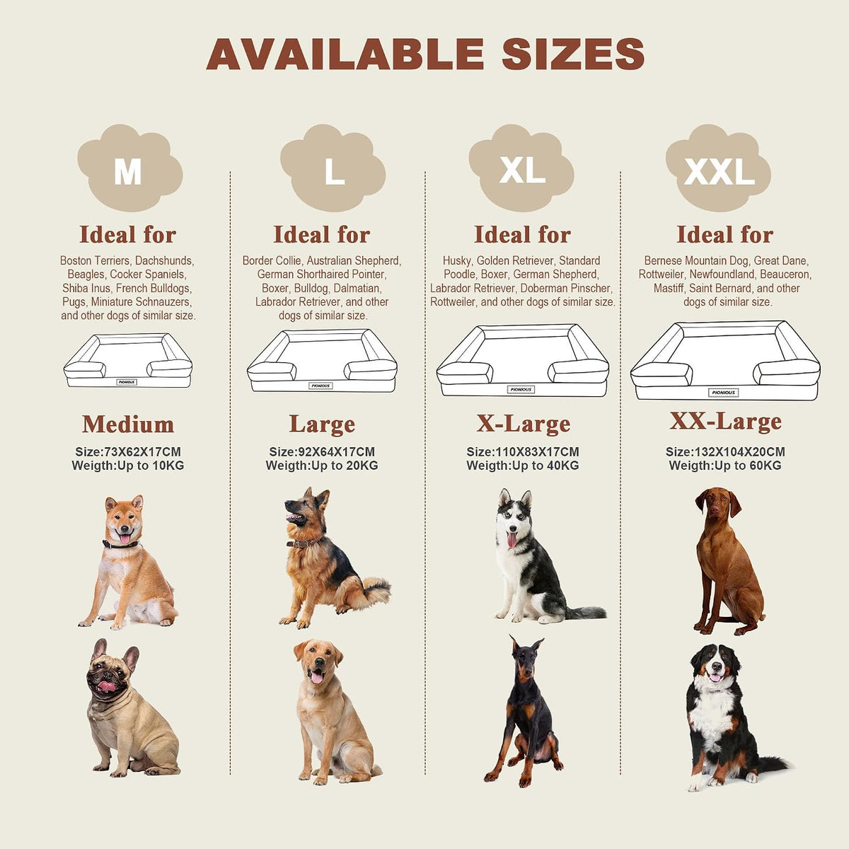 Orthopaedic Dog Bed for Large Dog Bed, L Washable Dog Bed, Sofa Beds for Medium, Large Dogs, Pet Bed with Removable Cover, Orthopaedic Chew Proof Dog Bed with Warm Mattress Cushion, White