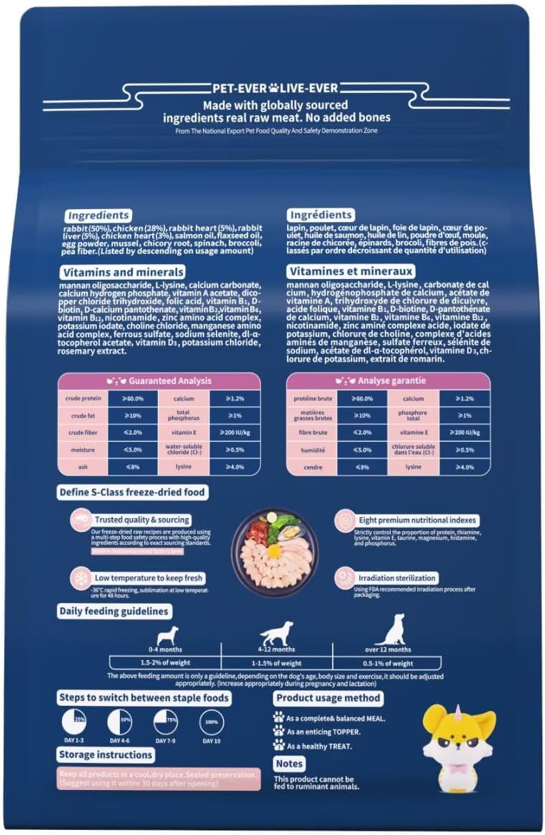 Dog Freeze-Dried Dog Food (Rabbit Recipe)