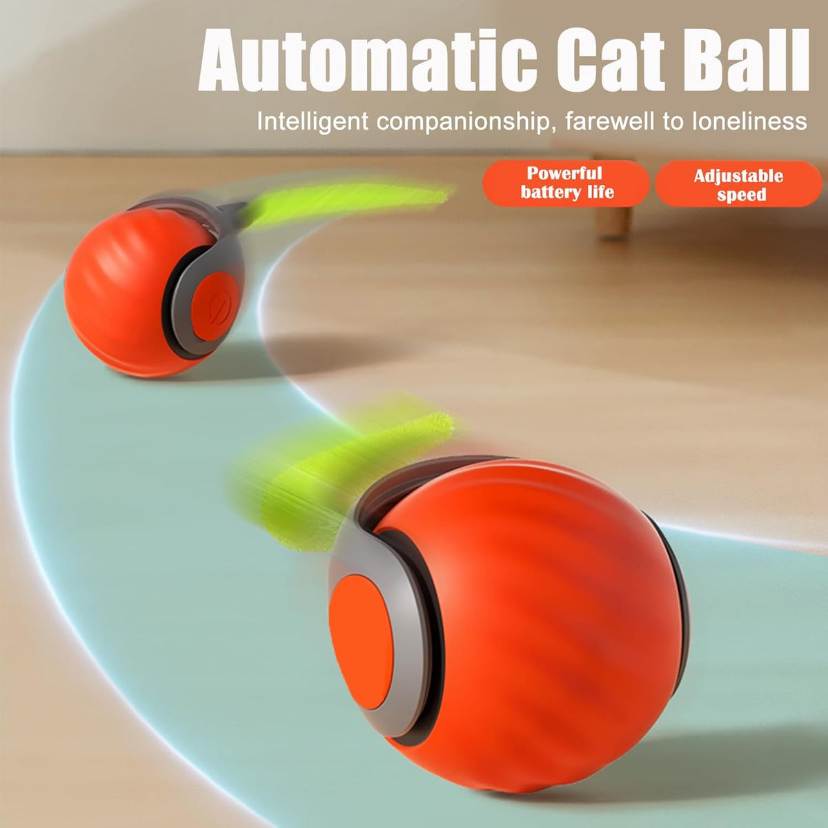 2025 Upgrades Cat Ball Toy with Tail,Interactive Cat Ball for Bored Indoor Cats, Automatic Cat Rolling Ball 2.0 Enrichment Toy, Electric Self Moving Toy, Electronic Rollie Pet Chase