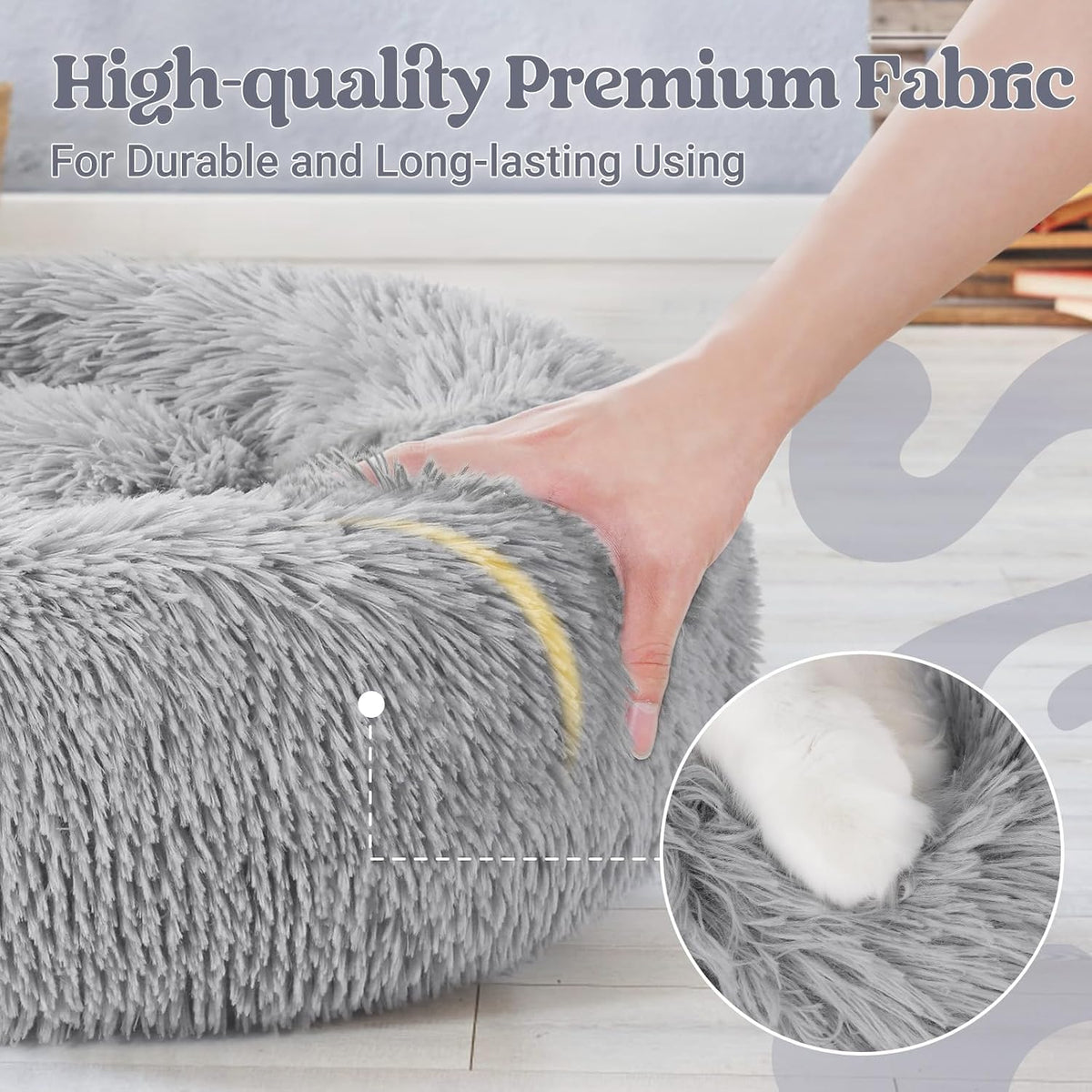 Premium Plush Donut Cat Bed – Soft Self-Warming Cuddler Cushion with Non-Slip Base | Machine Washable & Calming Comfort for Indoor Cats, Kittens & Small Dogs