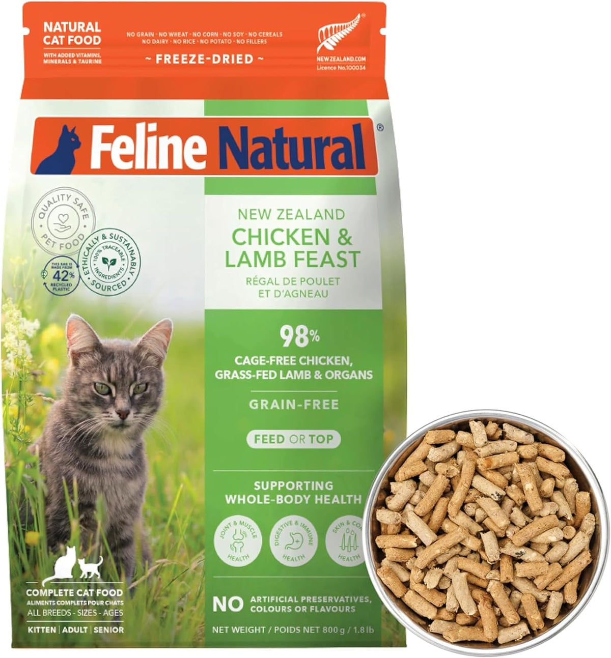 Chicken & Lamb Freeze-Dried Cat Food, Grain-Free