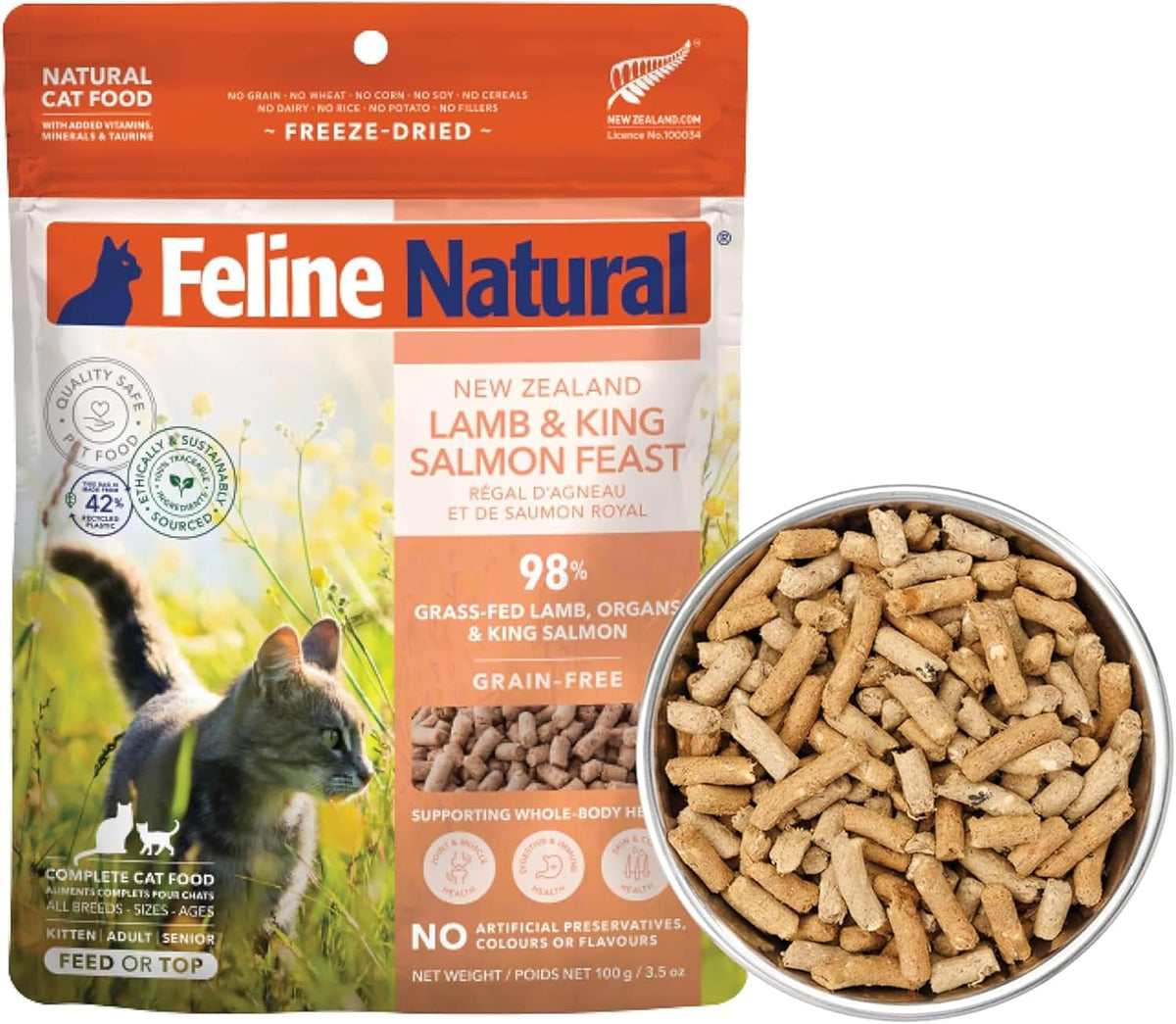 Lamb and King Salmon Freeze-Dried Cat Food, Grain-Free, 320G