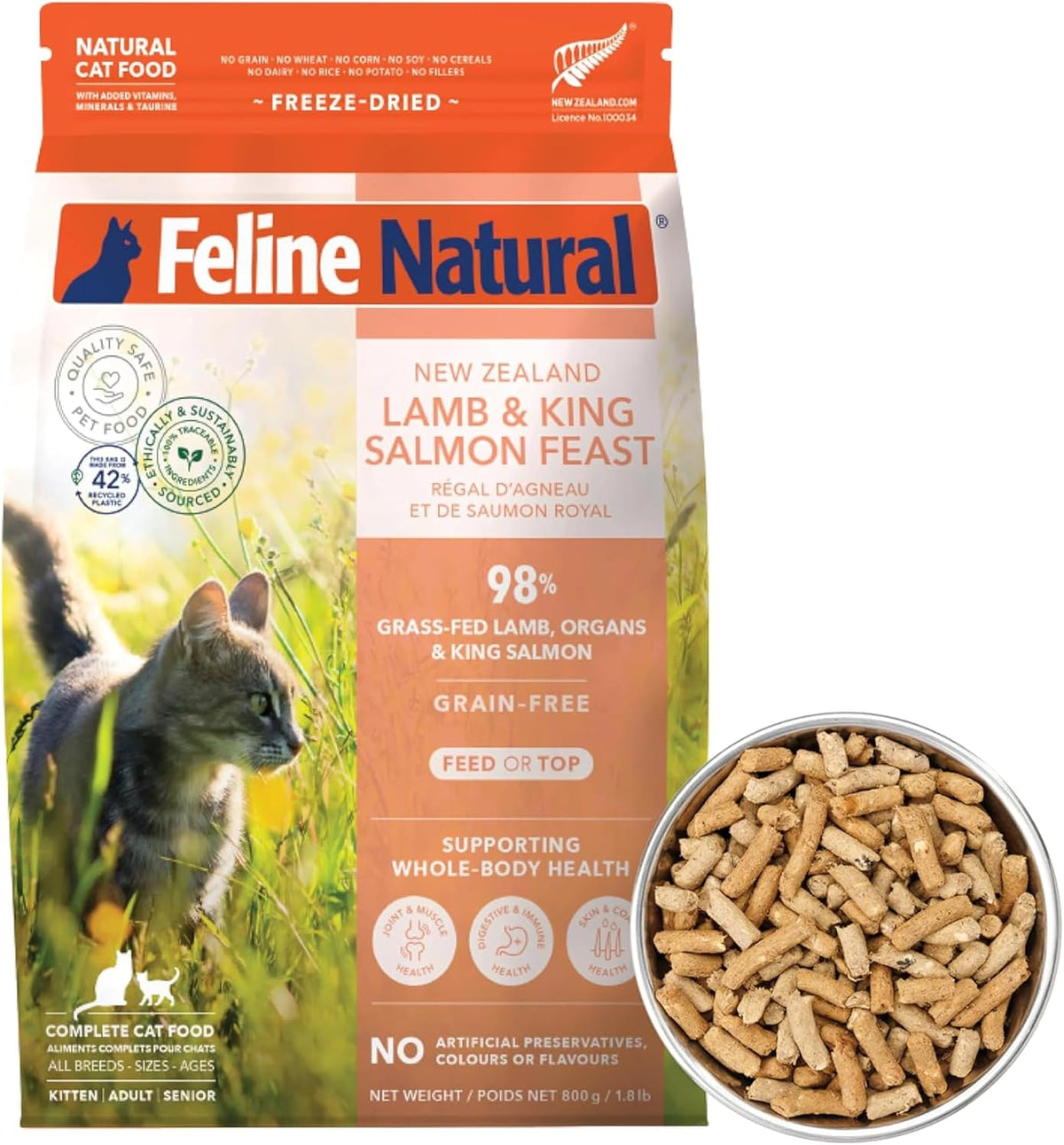 Lamb and King Salmon Freeze-Dried Cat Food, Grain-Free, 320G