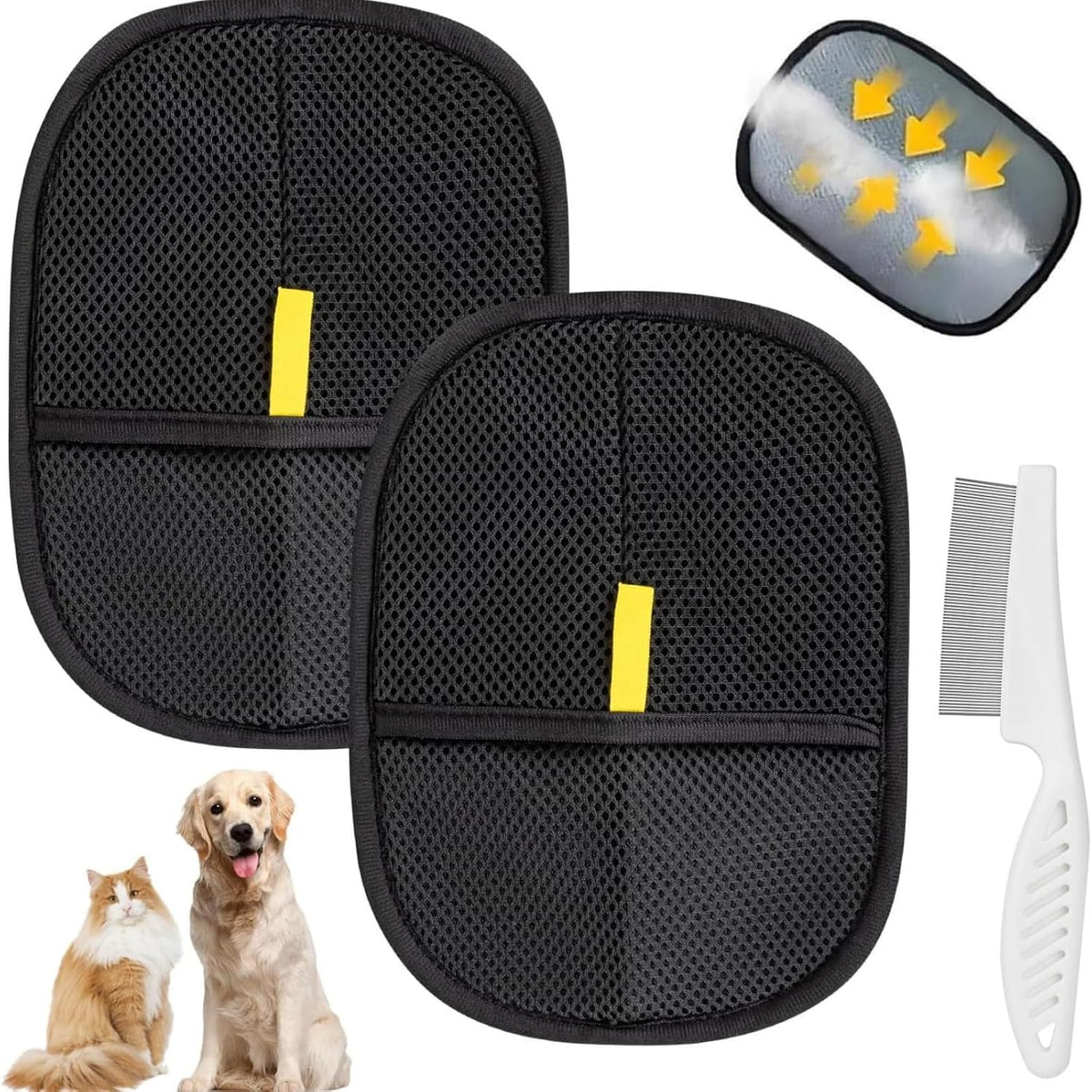 2Pcs Pet Hair Removal Glove for Dogs & Cats, Newly Upgraded Reusable Electrostatic Pet Hair Gloves, Pet Hair Remover Tool for Clothing, Couch, Carpet, Car Seat