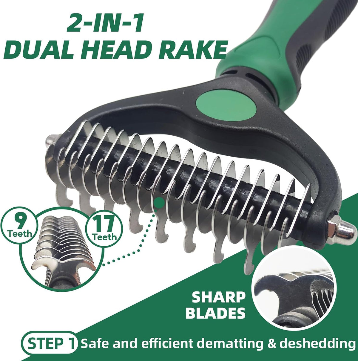 Dog Brush for Shedding, 7 PCS Dog Grooming Brush Kit Including Undercoat Rake, Slicker Brush, Dematting Comb, Nail Clipper, Bath Brush for Long & Short Haired Dogs, Cats (Green)