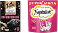 Creamy Treats Cat Treats, Tuna and Salmon Flavour, 32 X 12G Sachets (32 Sachets) and Temptations Super Mega Cat Treat Hearty Beef 350G Bag - Bundle Pack