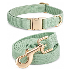 Corduroy Dog Collar & Lead Set