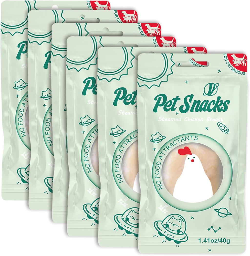 Raw Cat Wet Food Natural Chicken Treats for Picky Eaters &Dogs Grain-Free High Protein Topper Food Limited Ingredient Snacks (Pack of 6) 8.47OZ