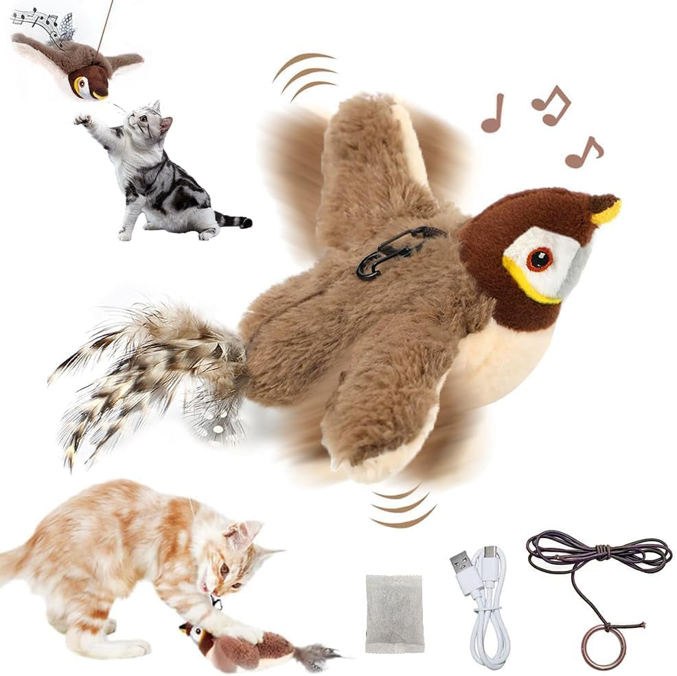 Interactive Cat Toys, Rechargeable Flappy Bird Cat Toy, Catnip Toy, Suitable for Bored Indoor Cats and Dogs, Suitable for All Varieties