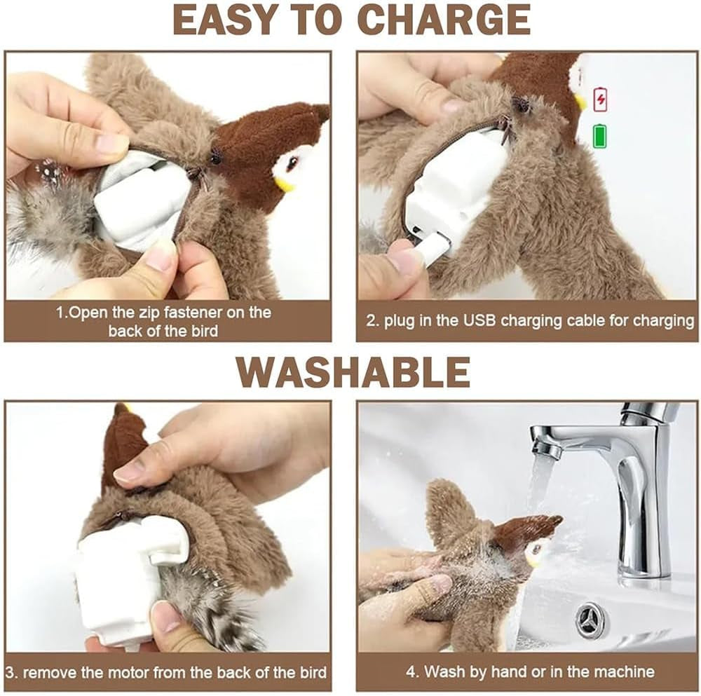 Interactive Cat Toys, Rechargeable Flappy Bird Cat Toy, Catnip Toy, Suitable for Bored Indoor Cats and Dogs, Suitable for All Varieties