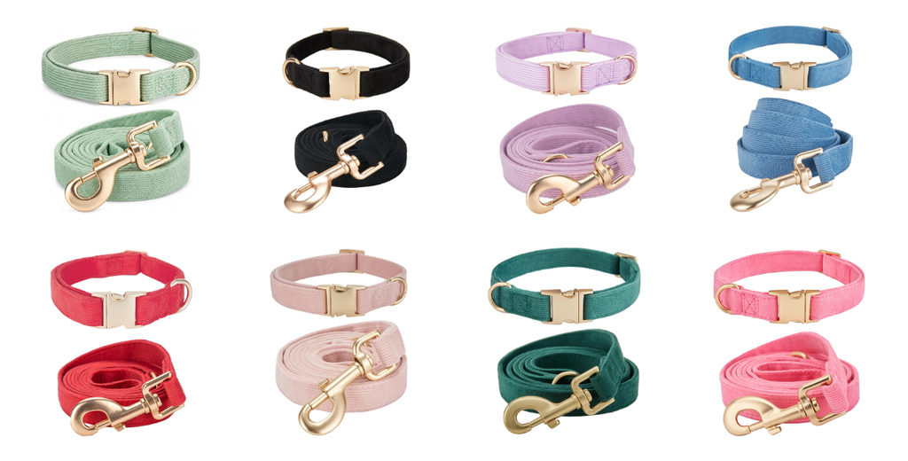 Corduroy Dog Collar & Lead Set