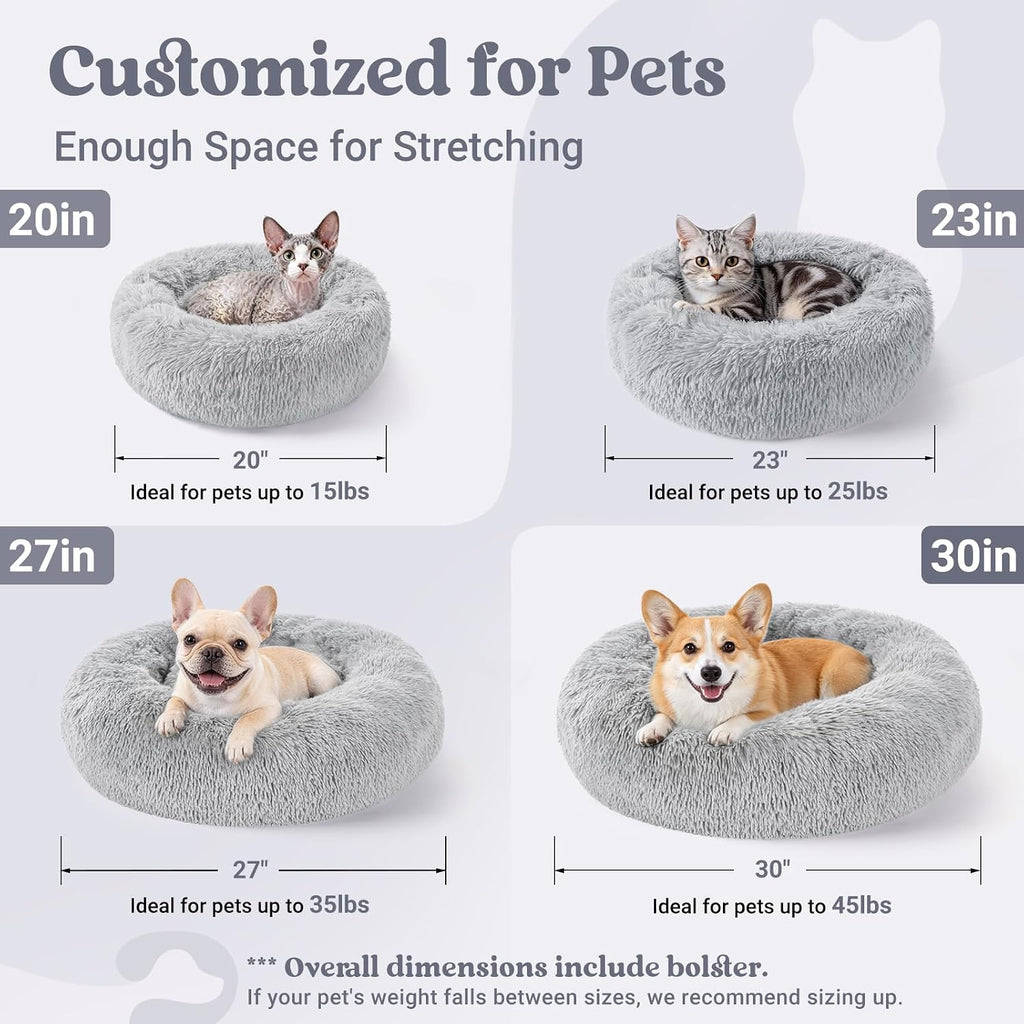 Premium Plush Donut Cat Bed – Soft Self-Warming Cuddler Cushion with Non-Slip Base | Machine Washable & Calming Comfort for Indoor Cats, Kittens & Small Dogs