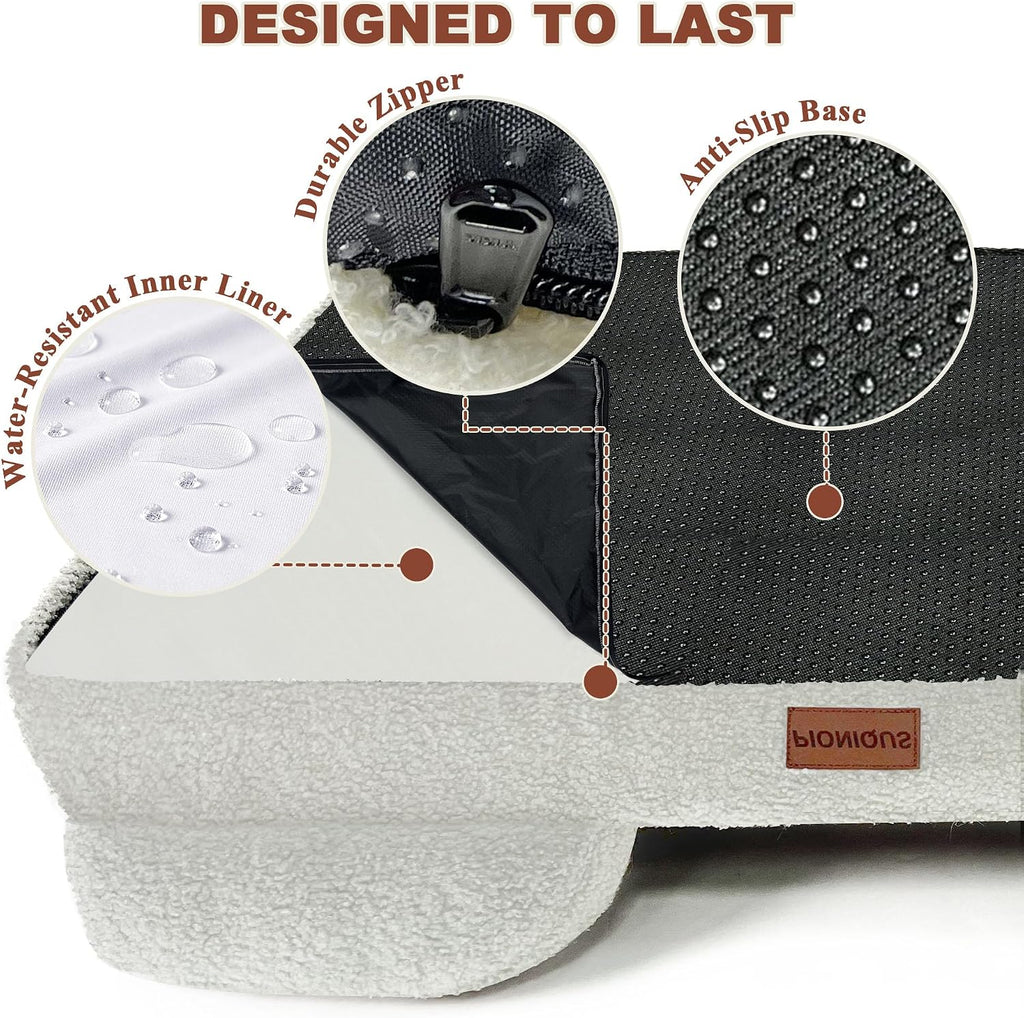 Orthopaedic Dog Bed for Large Dog Bed, L Washable Dog Bed, Sofa Beds for Medium, Large Dogs, Pet Bed with Removable Cover, Orthopaedic Chew Proof Dog Bed with Warm Mattress Cushion, White