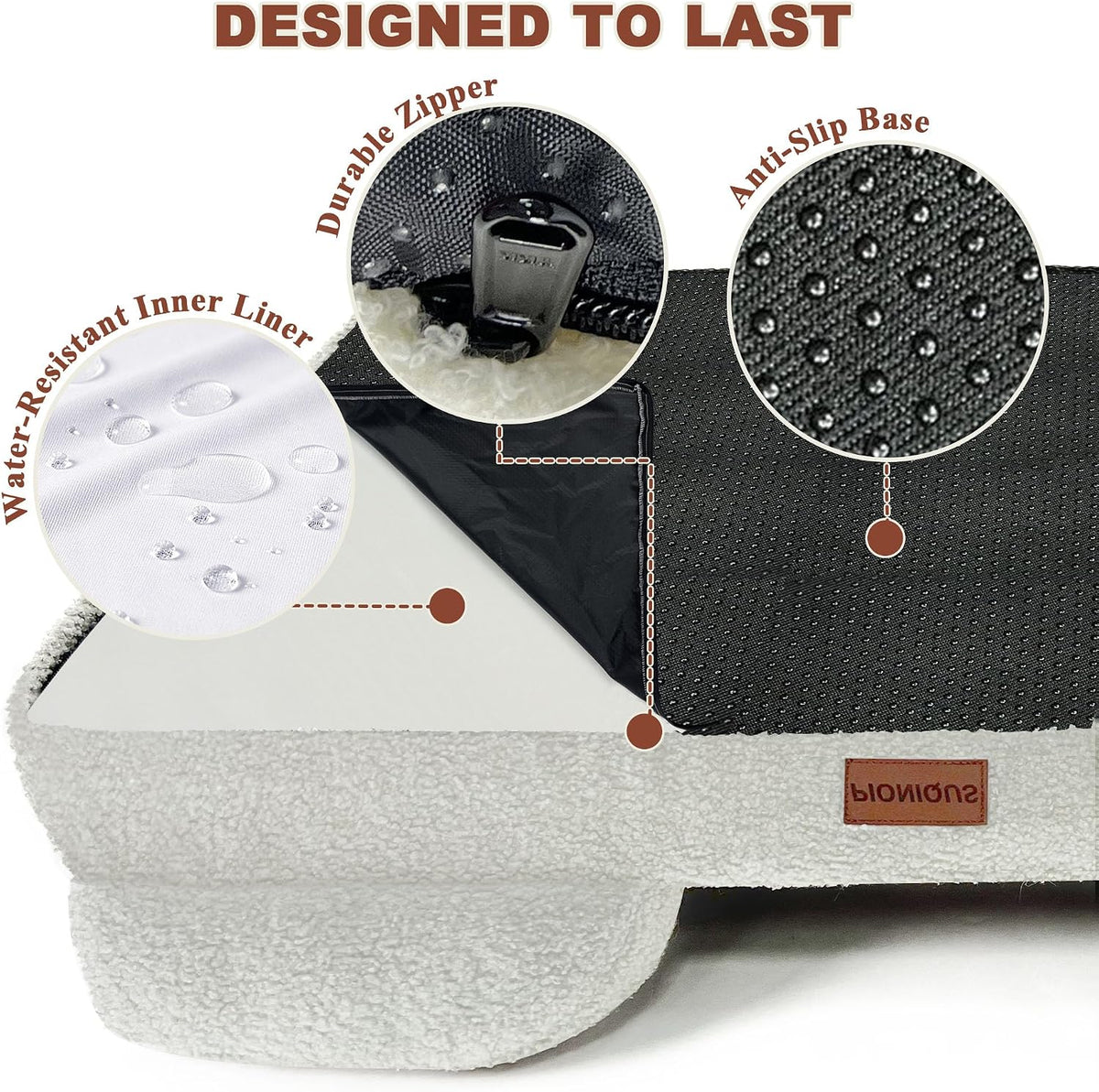 Orthopaedic Dog Bed for Large Dog Bed, L Washable Dog Bed, Sofa Beds for Medium, Large Dogs, Pet Bed with Removable Cover, Orthopaedic Chew Proof Dog Bed with Warm Mattress Cushion, White