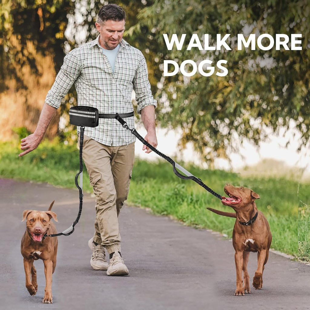 Hands Free Dog Leash with Pouch (Double Leash)