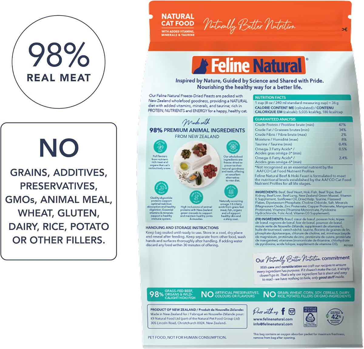 Beef & Hoki Freeze-Dried Cat Food, Grain-Free, 320G