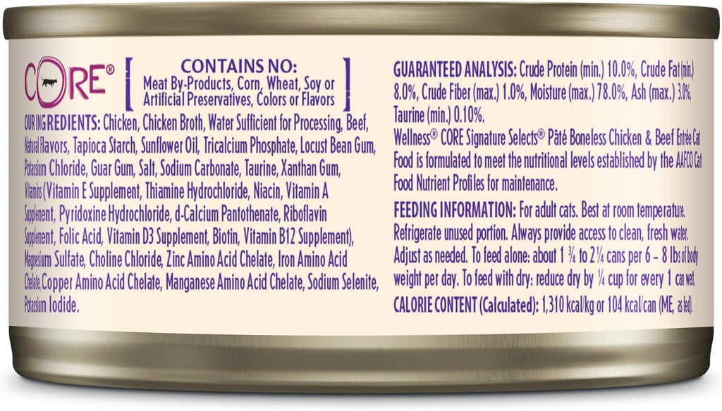 Wellness CORE Signature Selects Pate Boneless Chicken & Beef Entrée 79G X 12