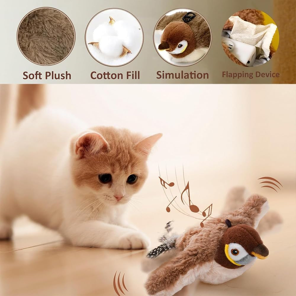 Interactive Cat Toys, Rechargeable Flappy Bird Cat Toy, Catnip Toy, Suitable for Bored Indoor Cats and Dogs, Suitable for All Varieties