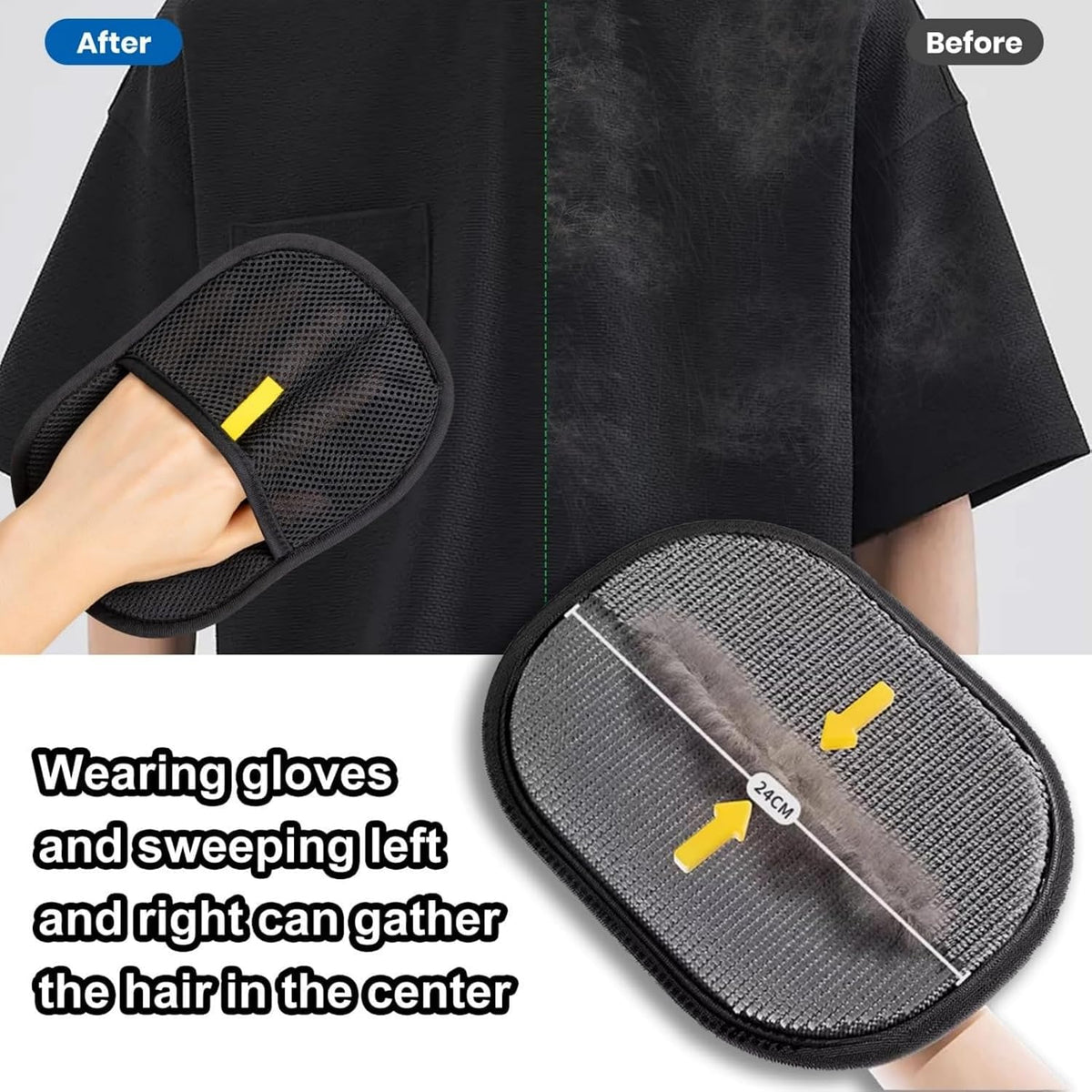 2Pcs Pet Hair Removal Glove for Dogs & Cats, Newly Upgraded Reusable Electrostatic Pet Hair Gloves, Pet Hair Remover Tool for Clothing, Couch, Carpet, Car Seat
