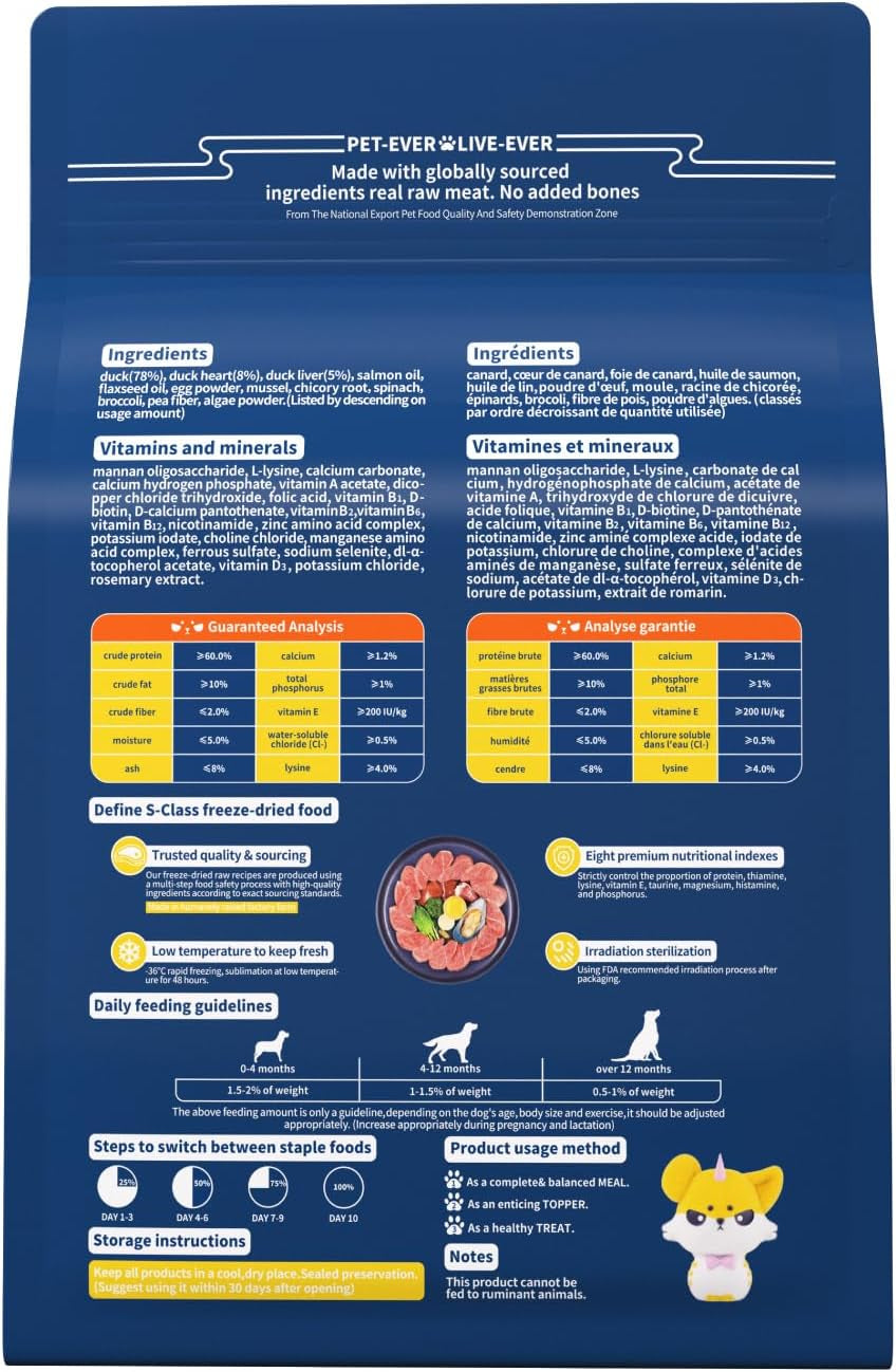 Dog Freeze-Dried Dog Food (Duck Recipe - 14 Ounce)