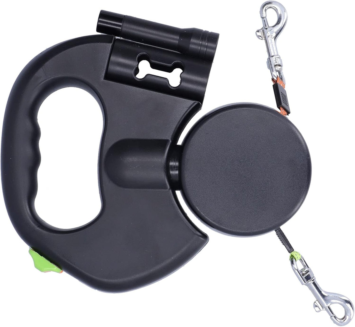 Automatic Retractable Pet Leash, 1 Tow 2 Retractable Double Dog Leash for Small Medium Dogs Cats up to 55Lb Walking Leash with Flashlight and Bag Dispenser