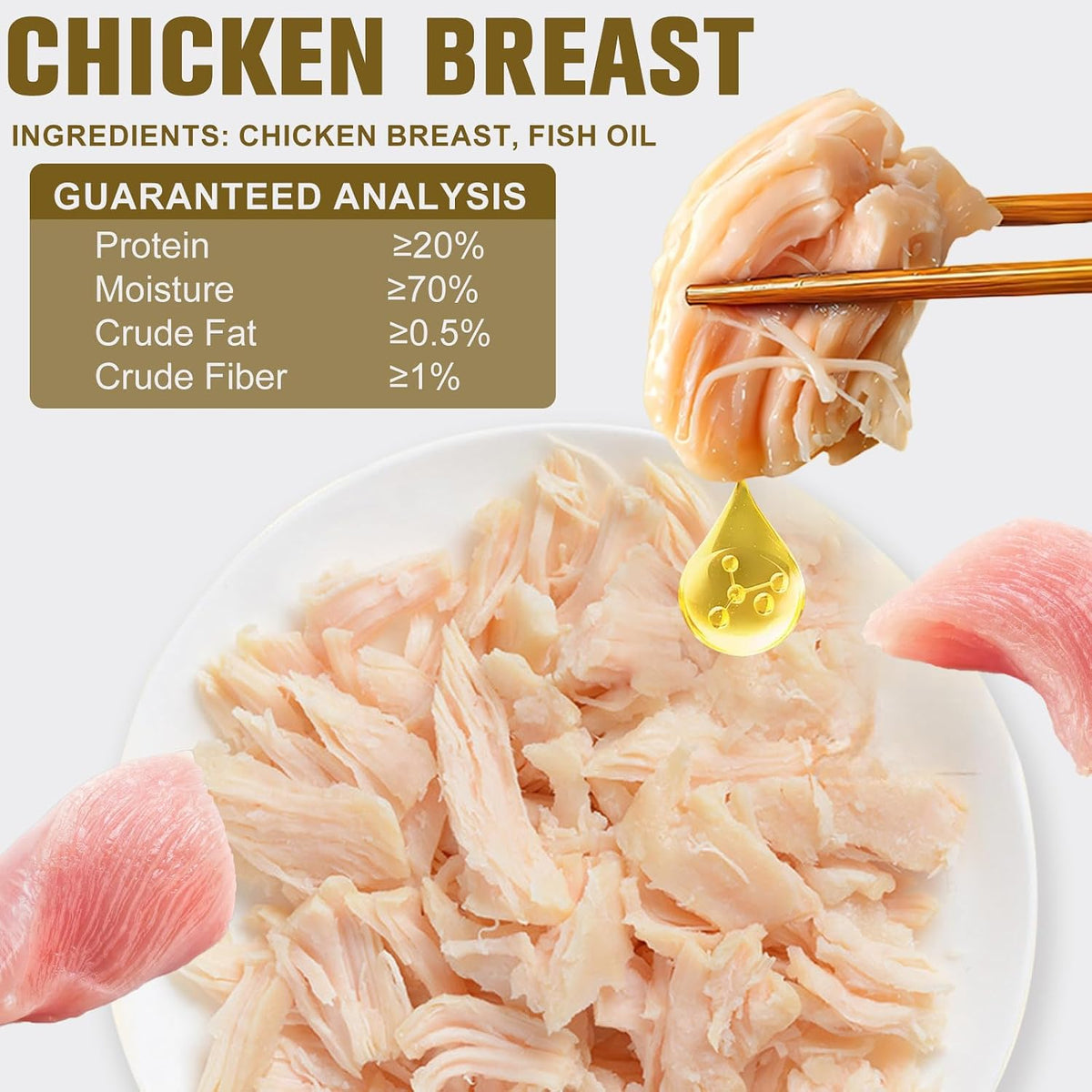 Raw Cat Wet Food Natural Chicken Treats for Picky Eaters &Dogs Grain-Free High Protein Topper Food Limited Ingredient Snacks (Pack of 6) 8.47OZ