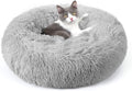 Premium Plush Donut Cat Bed – Soft Self-Warming Cuddler Cushion with Non-Slip Base | Machine Washable & Calming Comfort for Indoor Cats, Kittens & Small Dogs