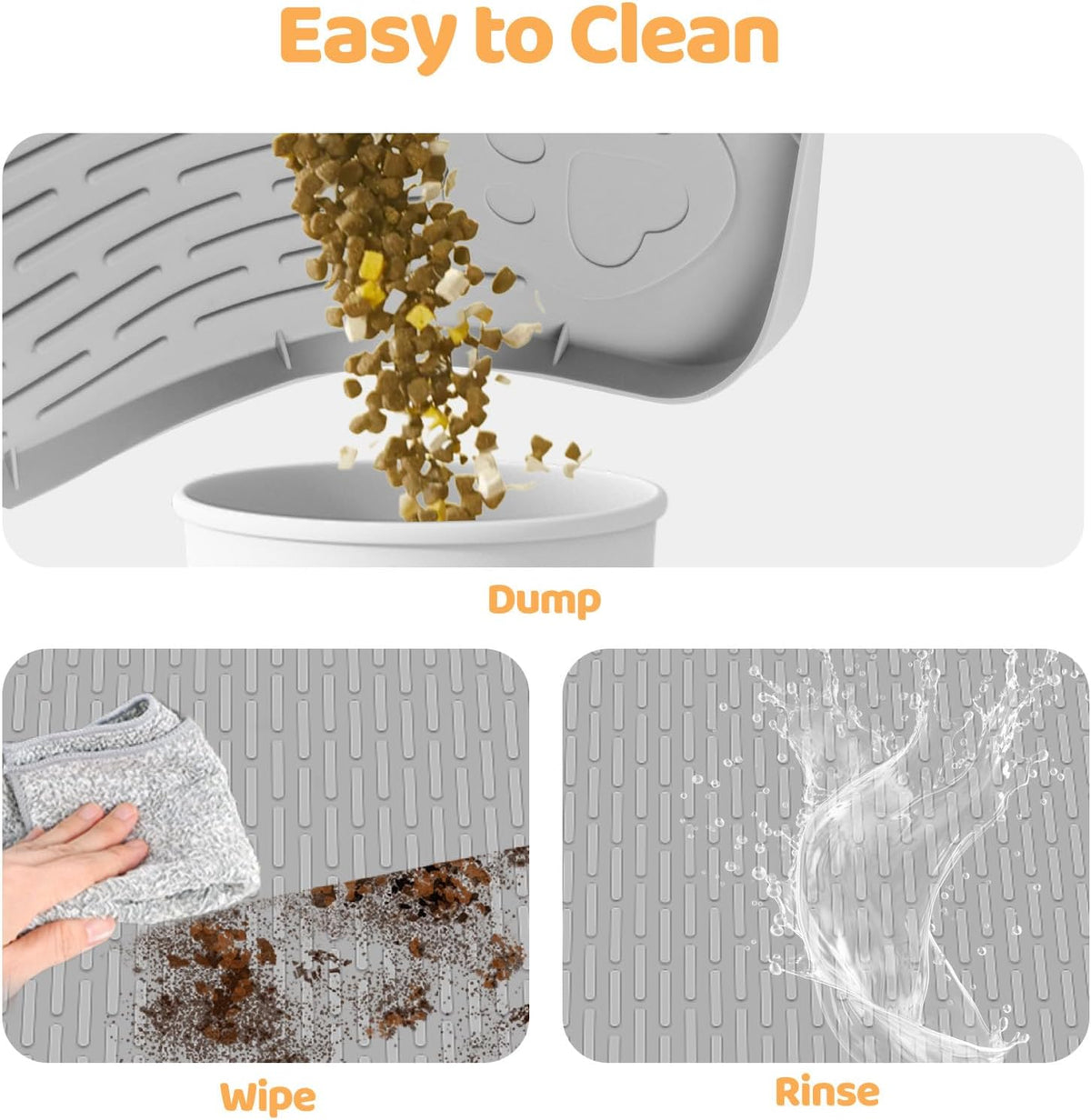Cat Food Mat Extra Large Silicone Pet Bowl Mat 127X89Cm, Light Grey
